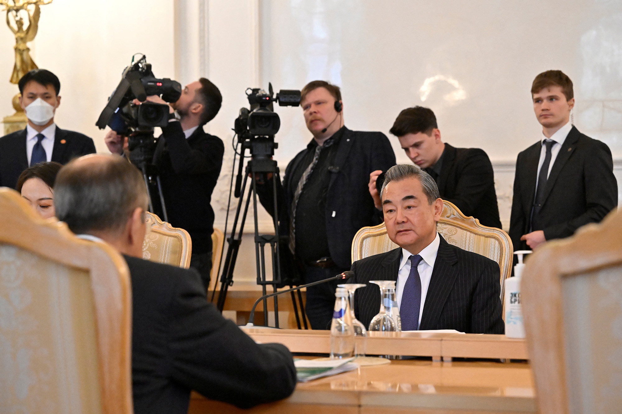 China's Director of the Office of the Central Foreign Affairs Commission Wang Yi attends a meeting ...