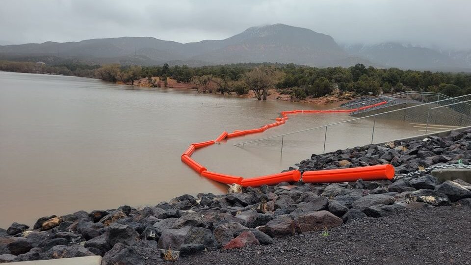 Water levels at some reservoirs in Washington County have spilled over onto roads. Photo credit: Wa...