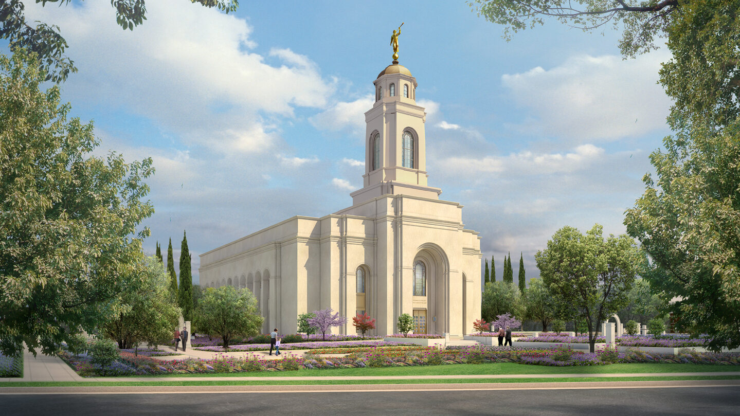 An artist's rendering of the Feather River California Temple. Photo credit: The Church of Jesus Chr...