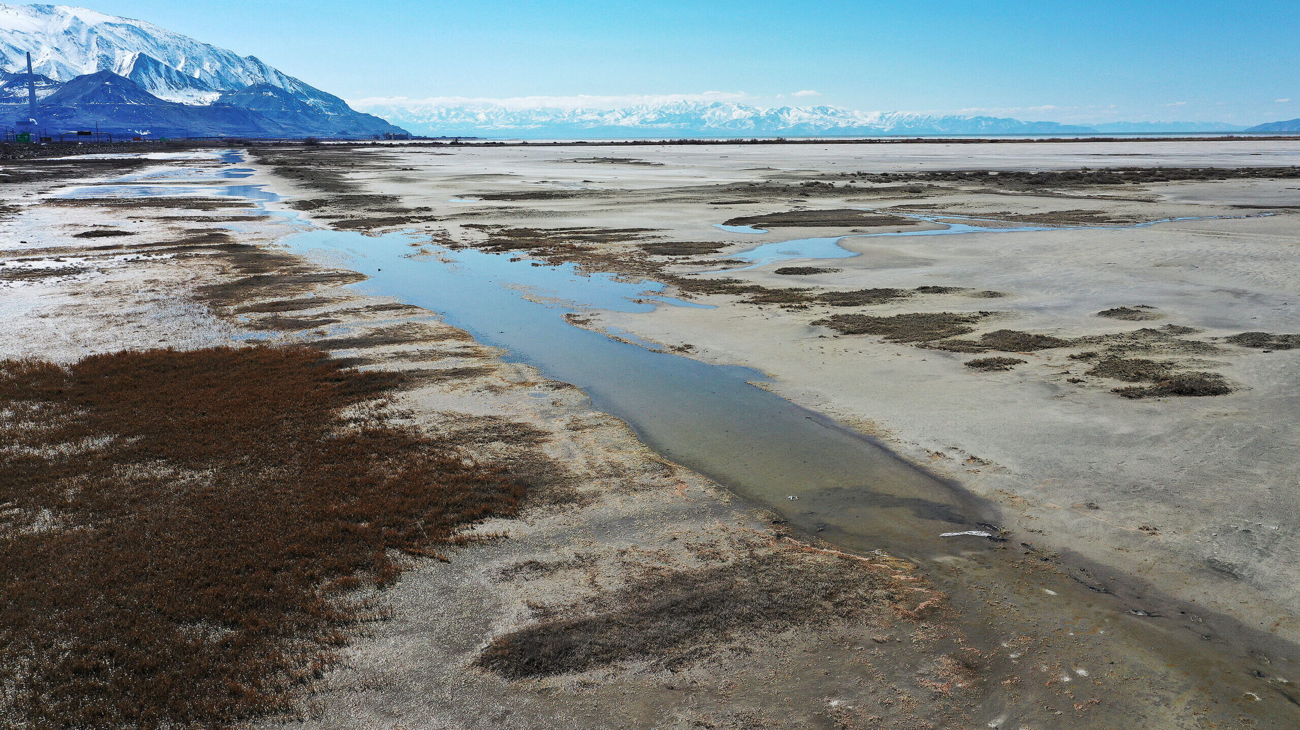 the great salt lake is pictured...