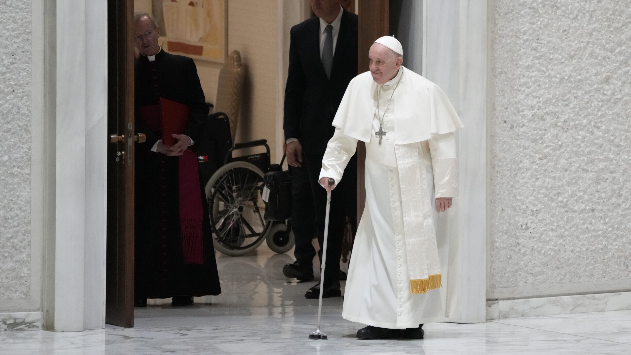 The Vatican says Pope Francis will be hospitalized for several days for treatment of a pulmonary in...