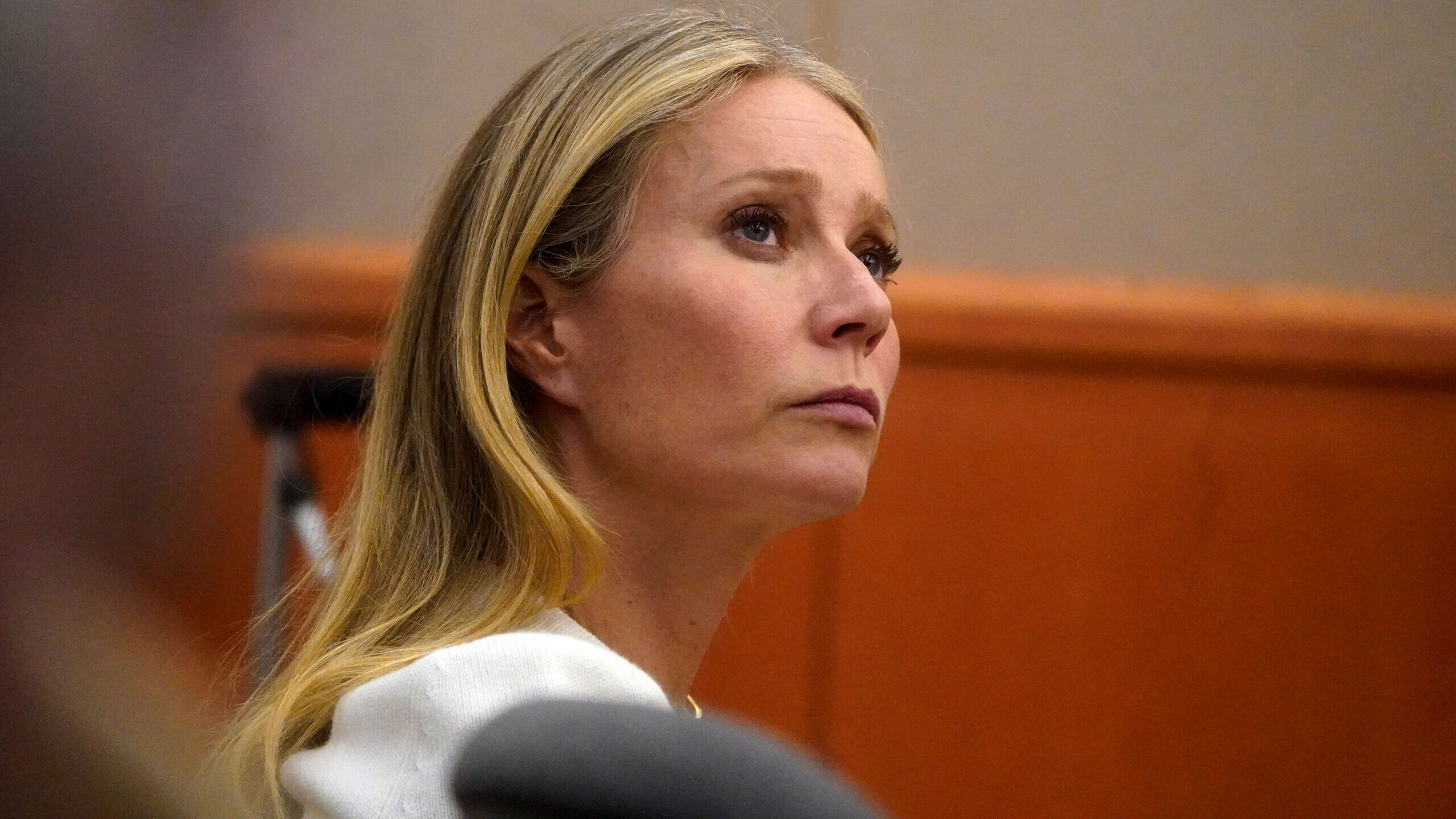 Gwyneth Paltrow sits in court, Wednesday, March 22, 2023, in Park City, Utah. Paltrow is accused of...