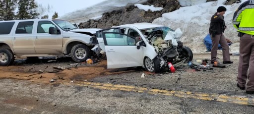 Theb Utah Highway Patrol says three people died Wednesday afternoon following a two-vehicle crash i...