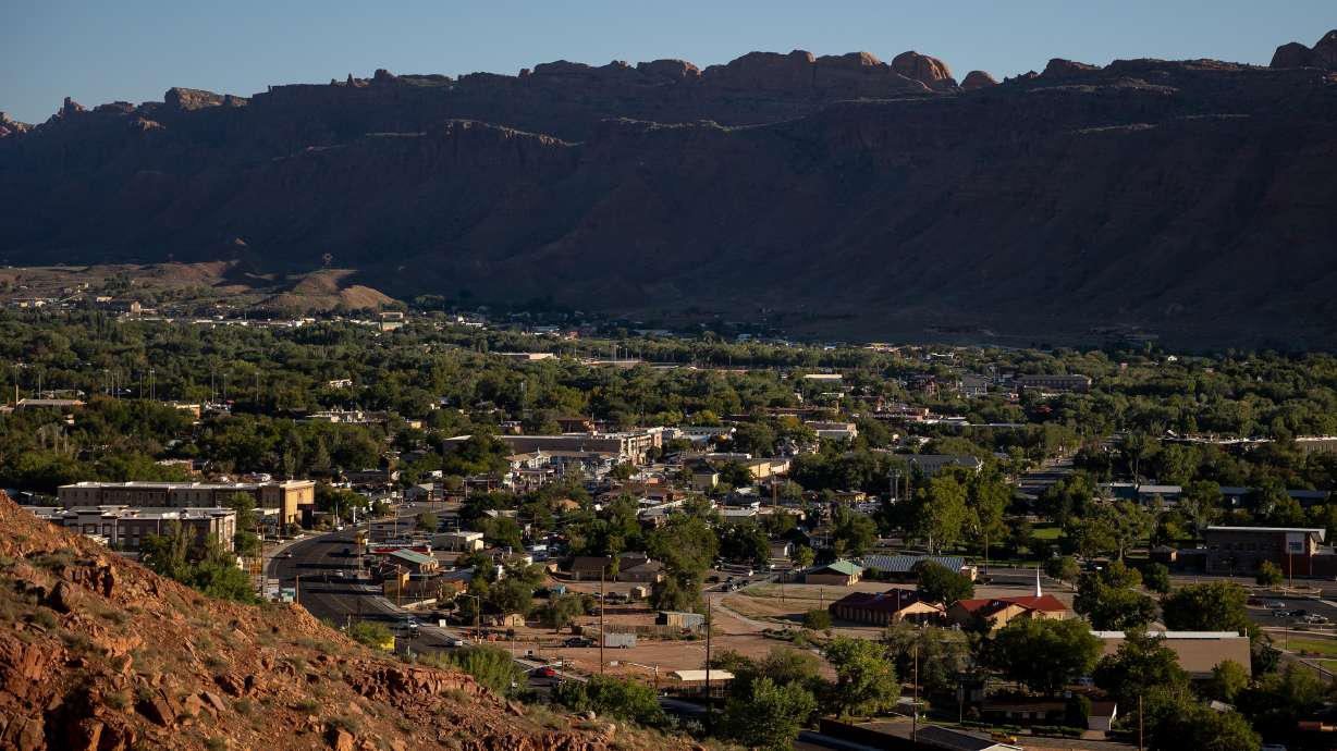 View over a hill in Moab, Utah. Approximately 3,700 residents are without power in Moab. The power ...
