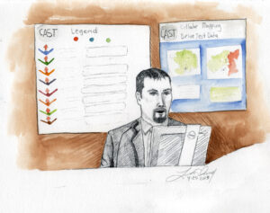 a court sketch shows fbi agent nicolas ballance during lori vallow daybell trial