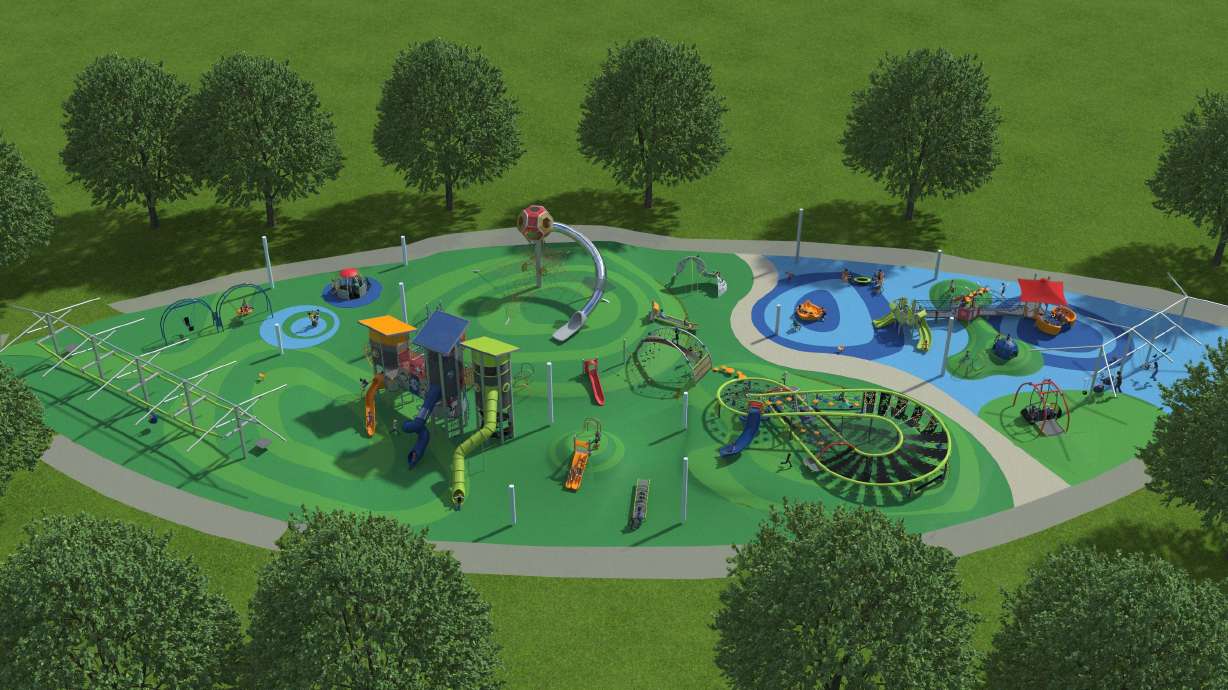 The rendering of an all-abilities playground that will be built at Mountain Ridge Park funded by a ...