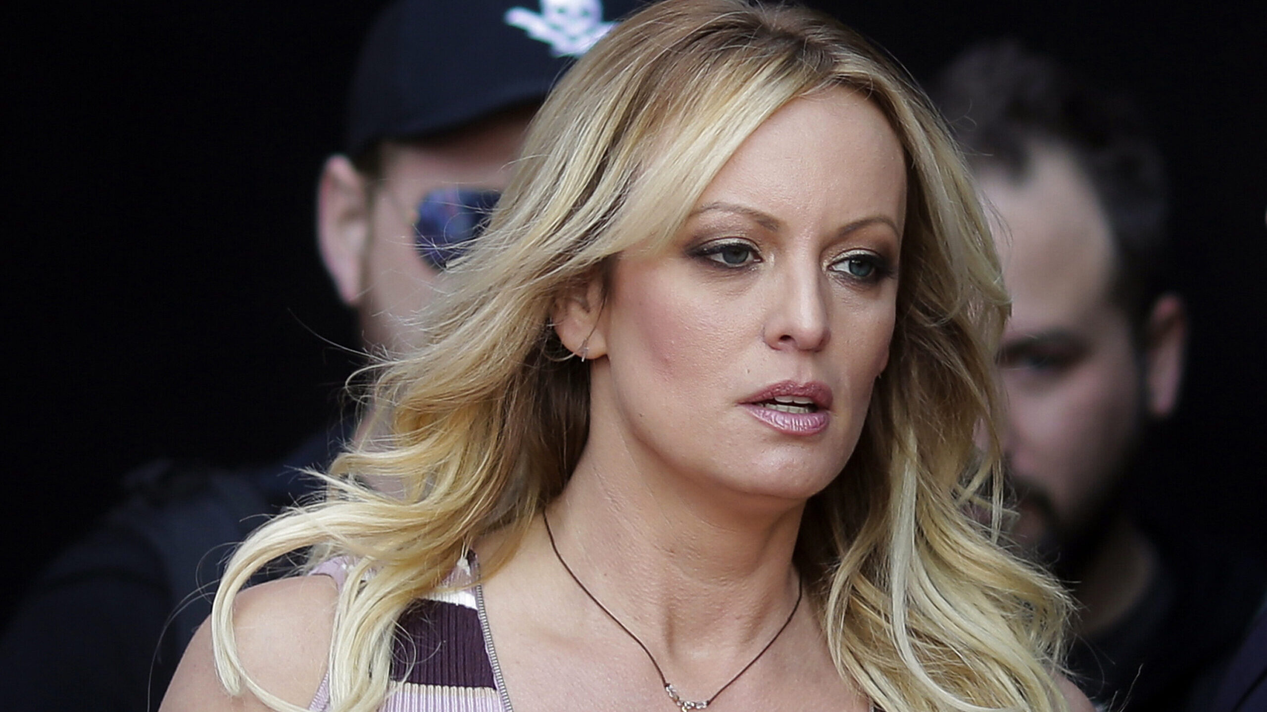 FILE - Adult film actress Stormy Daniels arrives for the opening of the adult entertainment fair Ve...