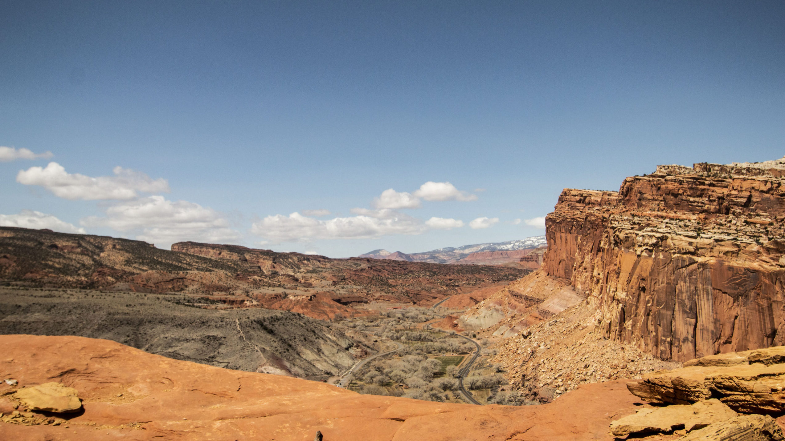The view from the South Fruita Overlook in Capitol Reef National Park. Fruita is one of the many sp...