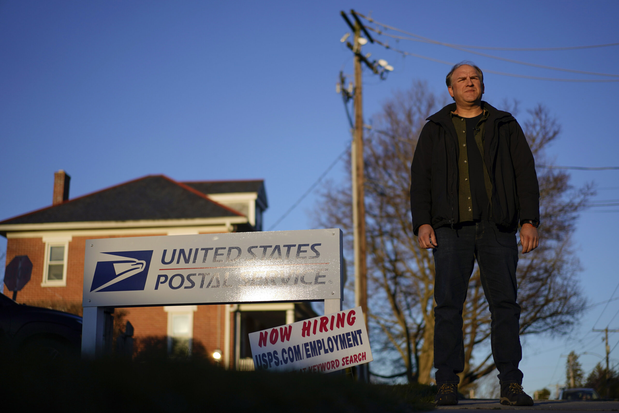 Gerald Groff, a former postal worker whose case will be argued before the Supreme Court, stands dur...