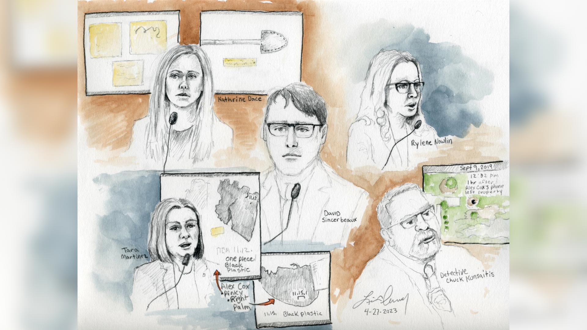 a mural of the experts who testified and gave evidence during the lori vallow daybell trial on apri...