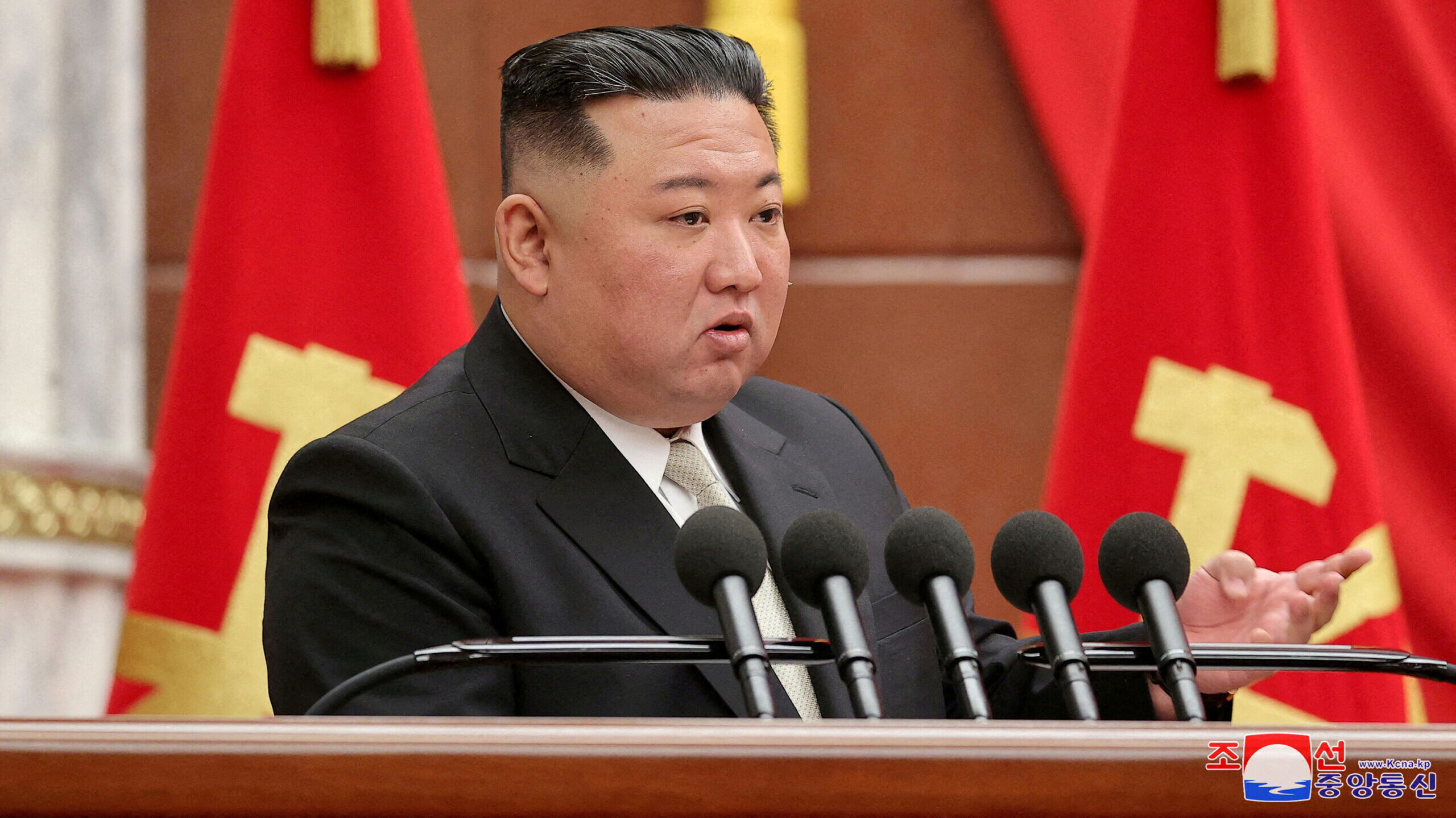 North Korean leader Kim Jong Un attends a meeting in Pyongyang, North Korea, on March 1 in this pho...