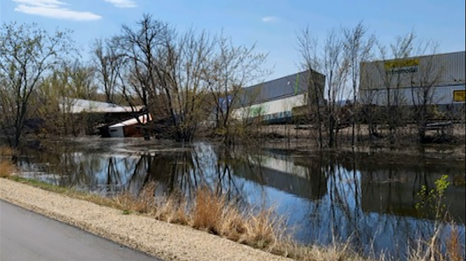 Train cars fell into the Mississippi River in Wisconsin after a train derailed on April 27....