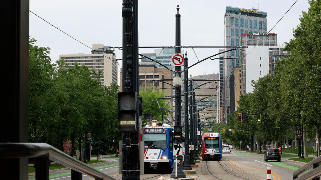 The view from the 600 South TRAX train is pictured in Salt Lake City on Wednesday, June 8, 2022. Of...