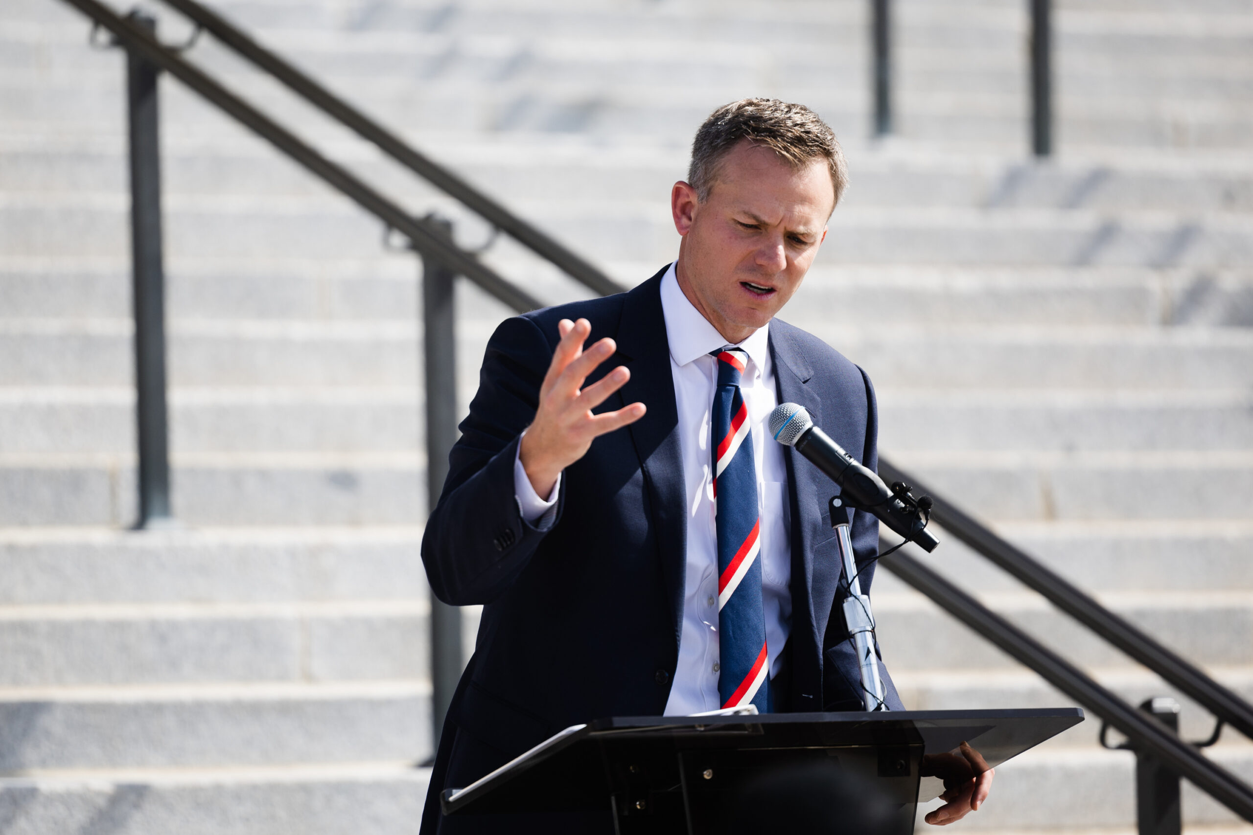 Rep. Blake Moore, R-Utah, speaks during a Memorial Day commemoration event at the Capitol in Salt L...