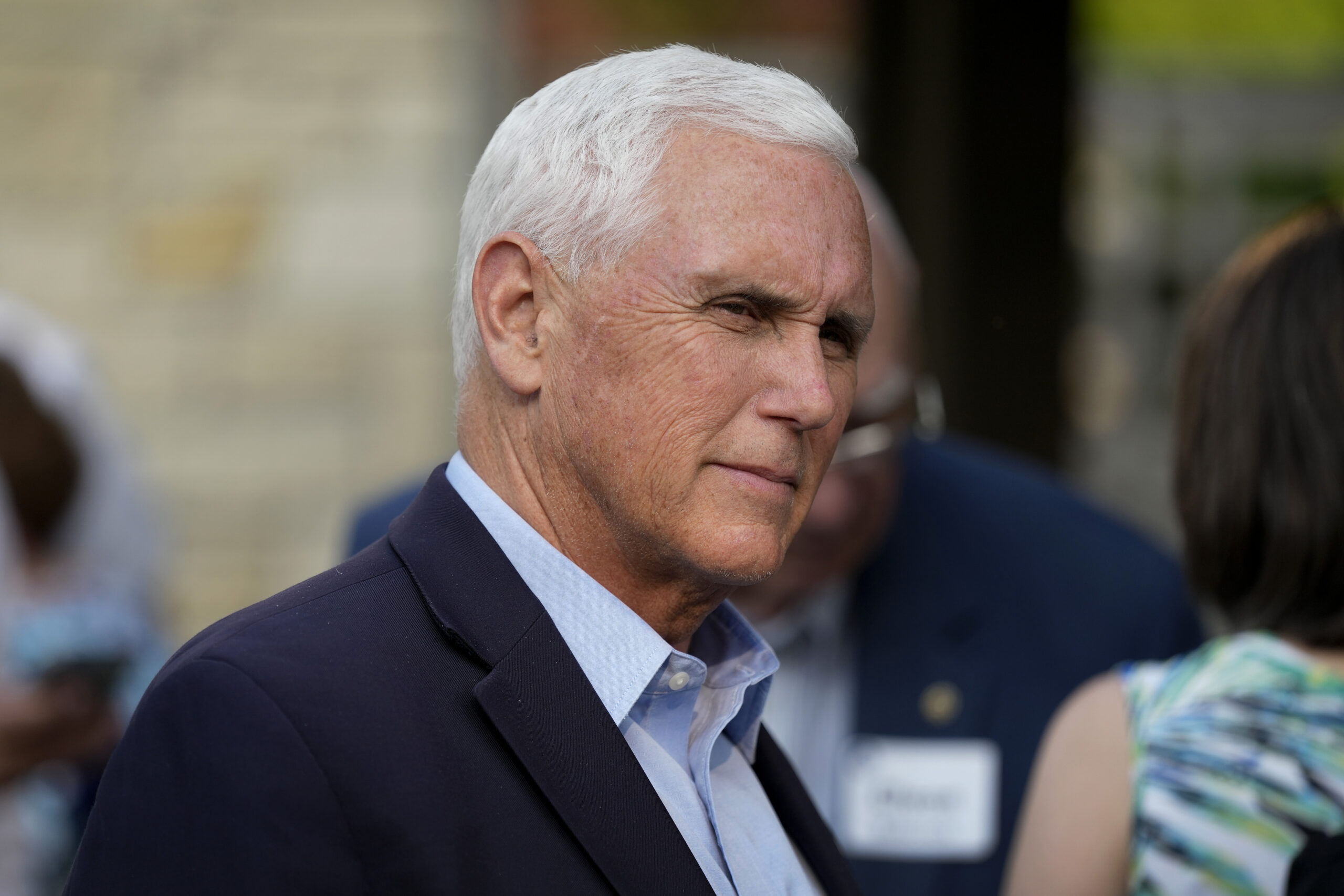 Former Vice President Mike Pence talks with local residents during a meet and greet, Tuesday, May 2...
