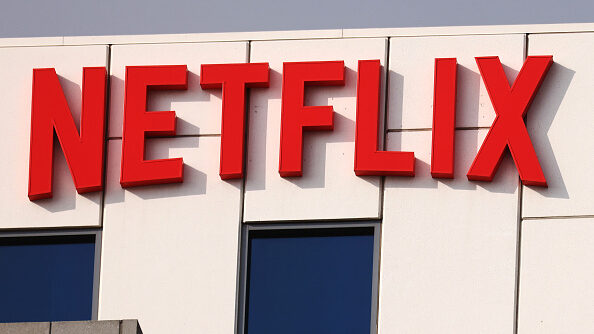 FILE: The Netflix logo is displayed at Netflix's Los Angeles headquarters on October 07, 2021 in Lo...