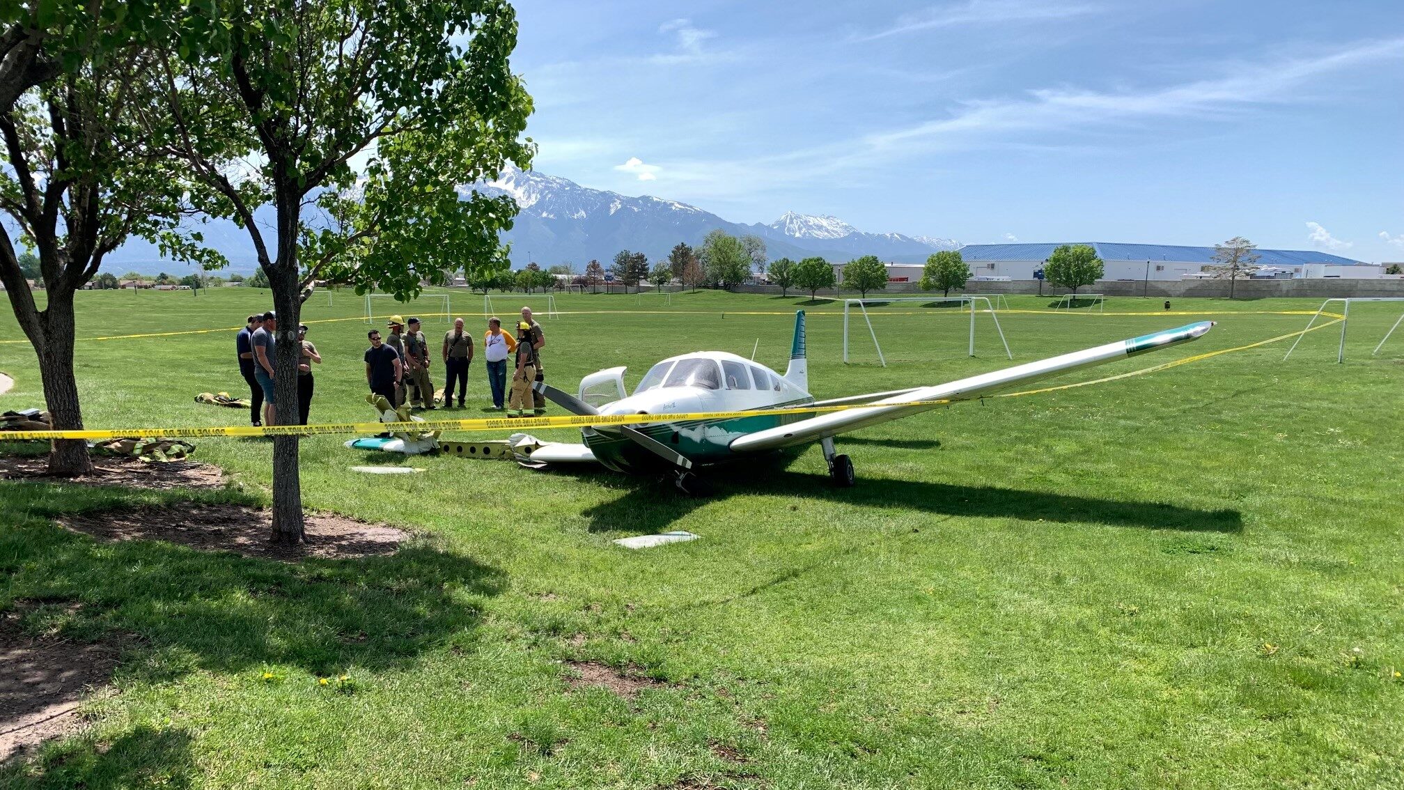 a small plane that landed in west jordan is pictured...