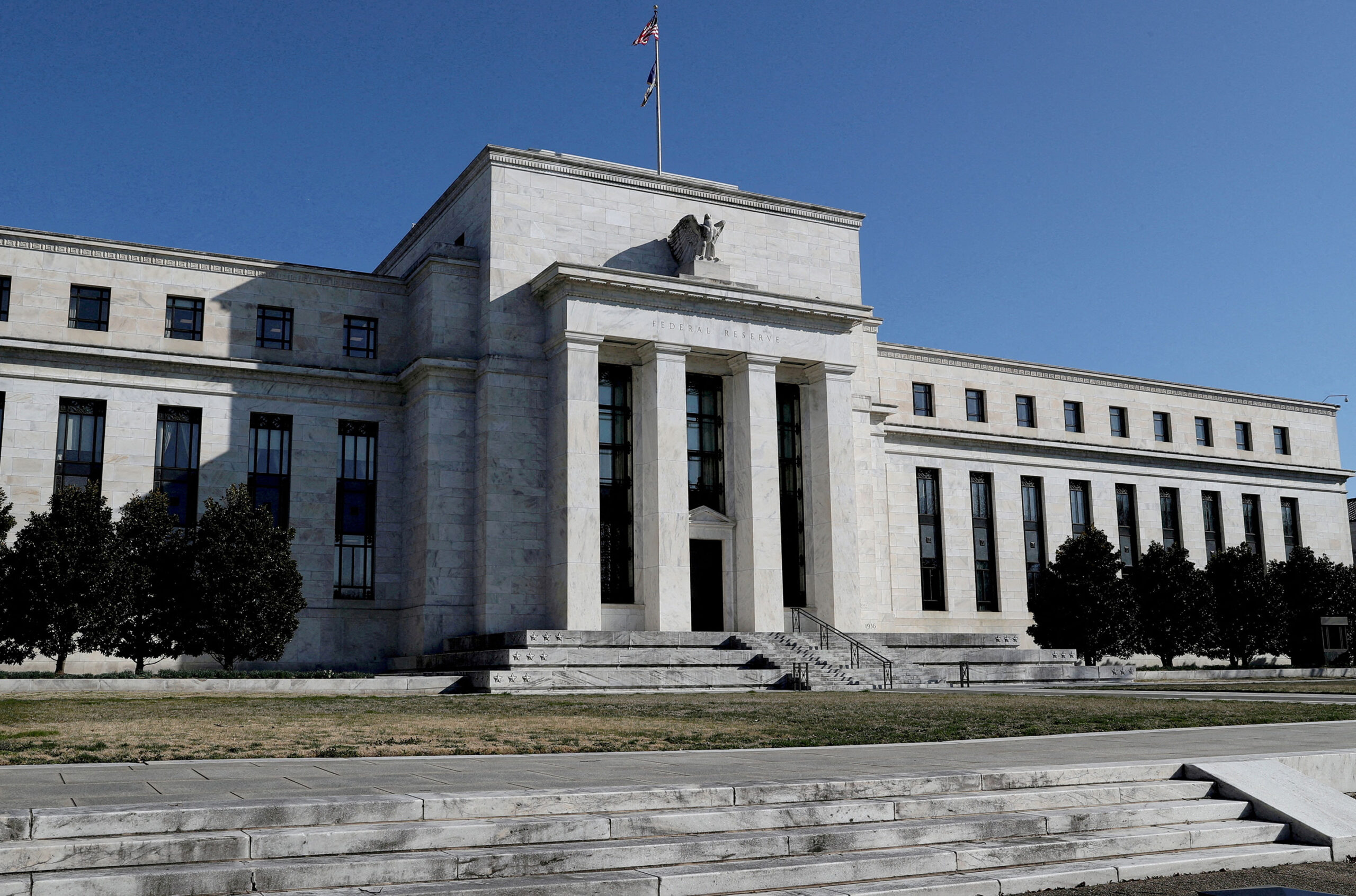 FILE PHOTO: The Federal Reserve building is pictured in Washington, U.S., on March 19, 2019. REUTER...