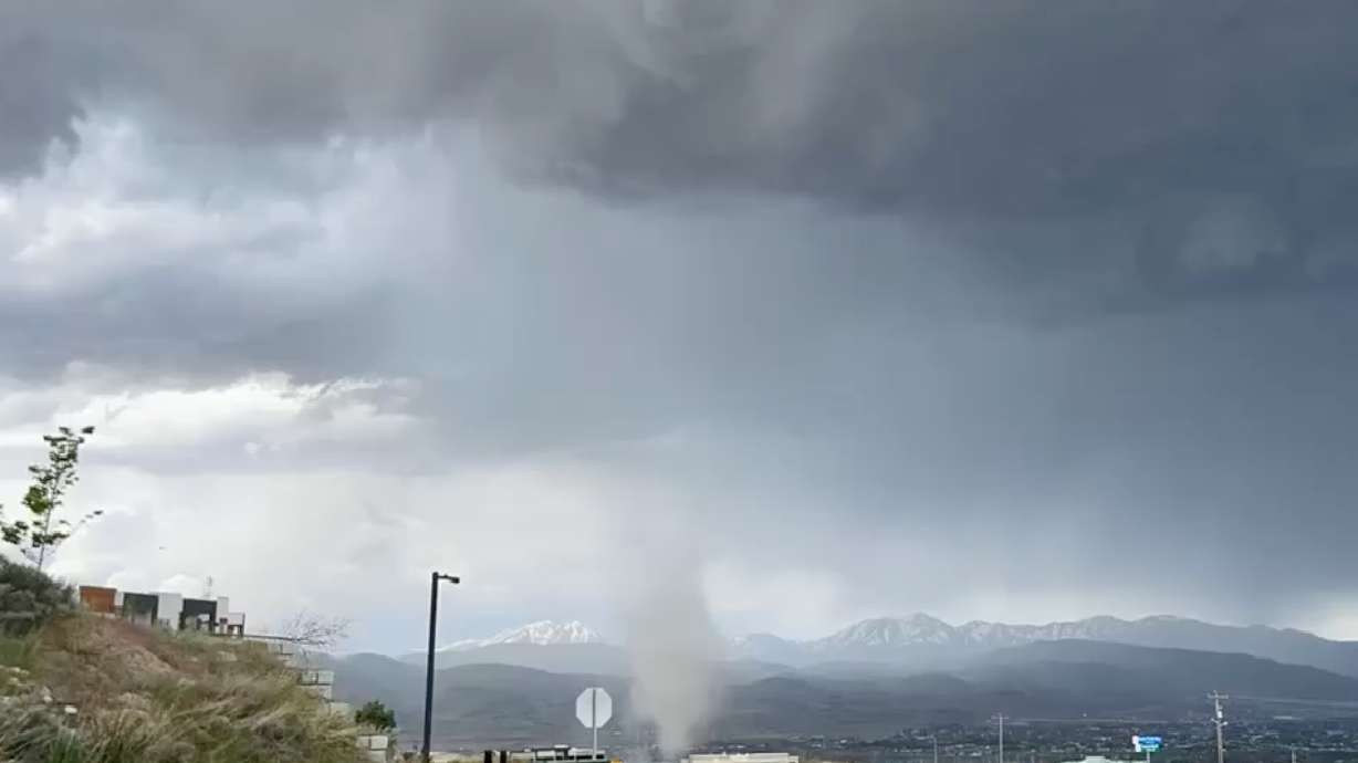 An image of a landspout that formed in the Herriman and Bluffdale area Thursday afternoon. (Kaydn L...