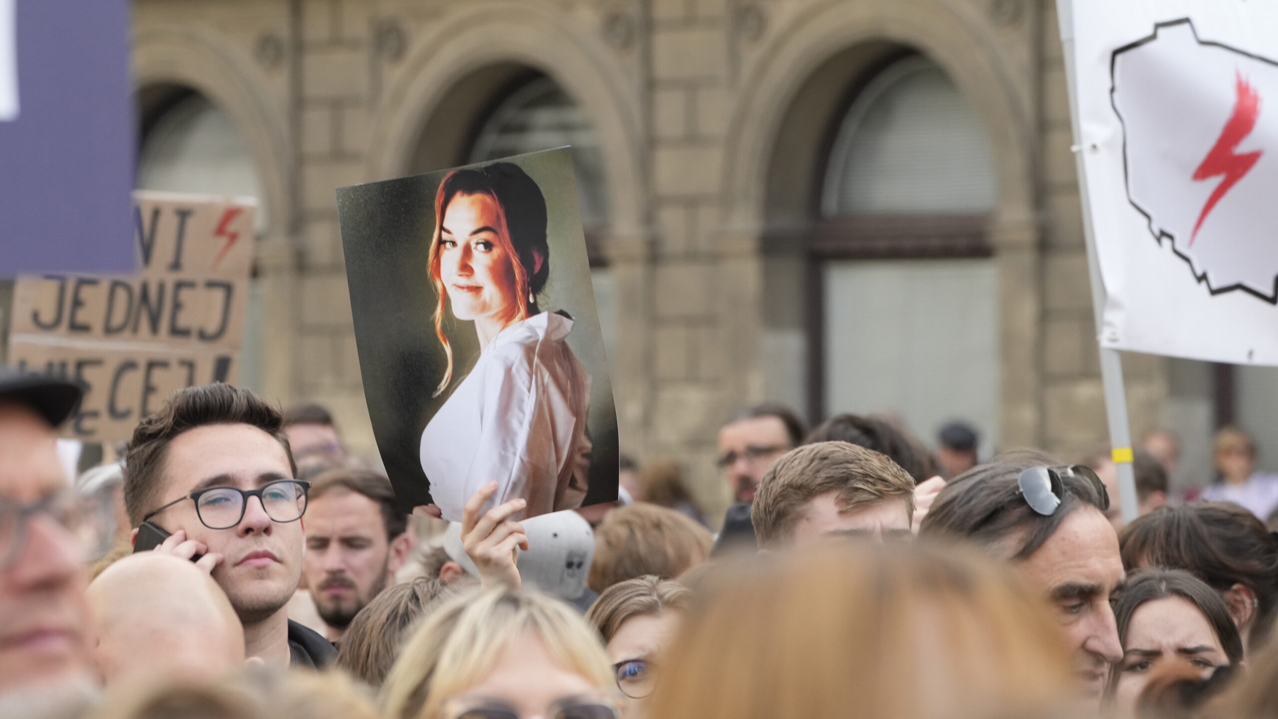 People protest Poland's restrictive abortion law in Warsaw, Poland, on Wednesday June 14, 2023. Wom...