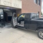 Brigham City Police say someone intentionally drove through the front doors and lobby of Brigham City Hall Thursday. (Brigham City Police Department)