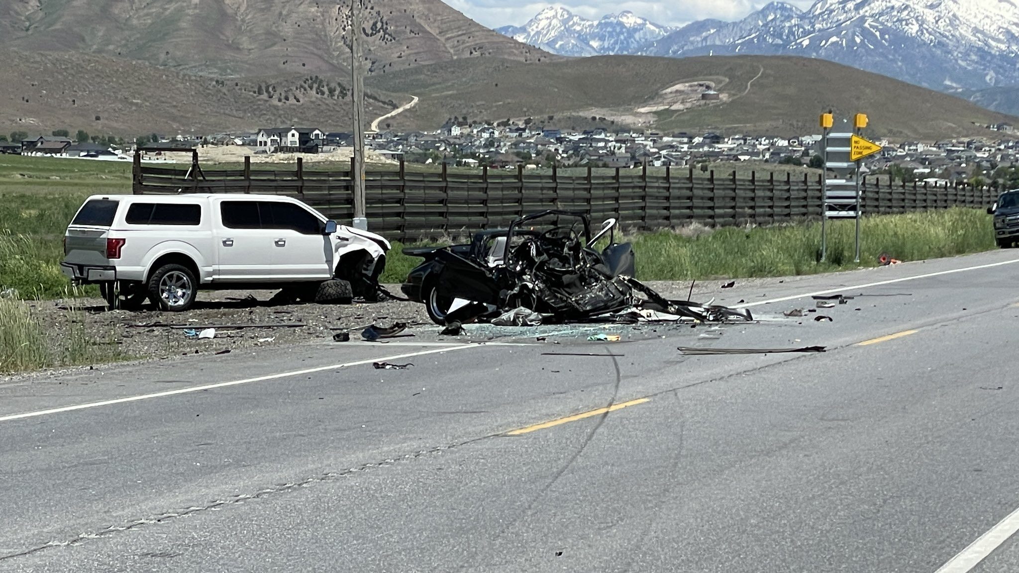 the aftermath of the road rage crash in eagle mountain is shown...
