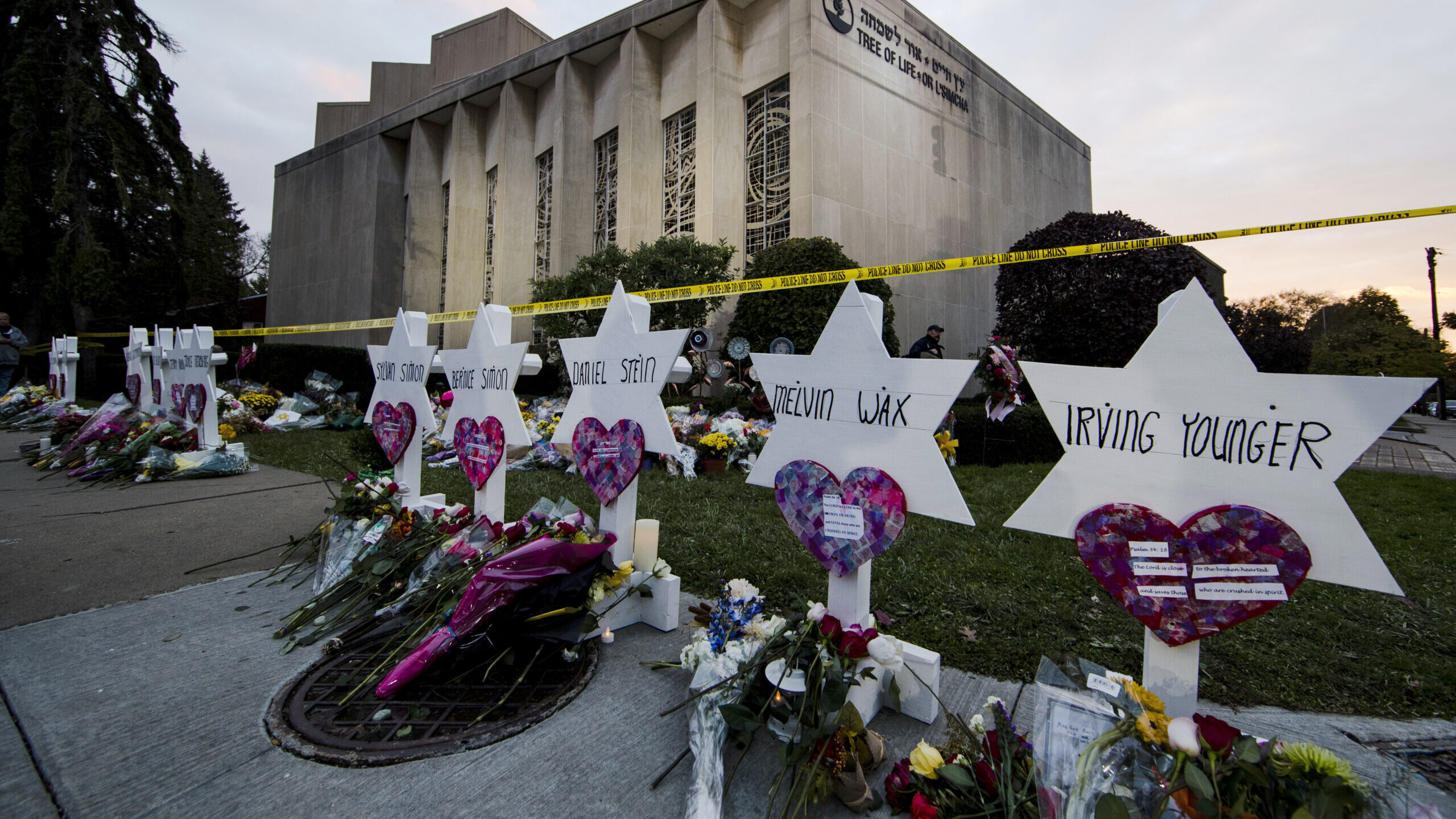 a memorial for the victims of the Pittsburgh synagogue shooting...