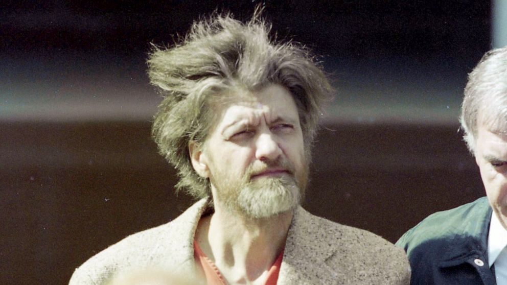In this April 4, 1996, file photo, Theodore 'Ted' Kaczynski, the suspected 'Unabomber,' is shown du...