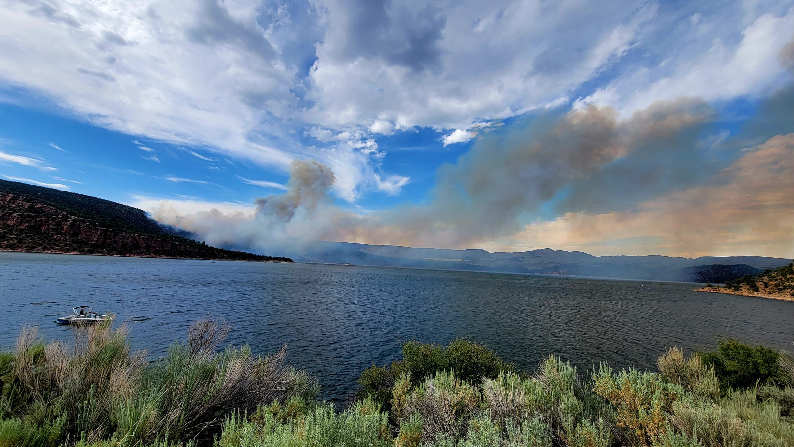 The Sunny Cove Fire, near Flaming Gorge Reservoir burns. This is one of the many wildfires Utah has...