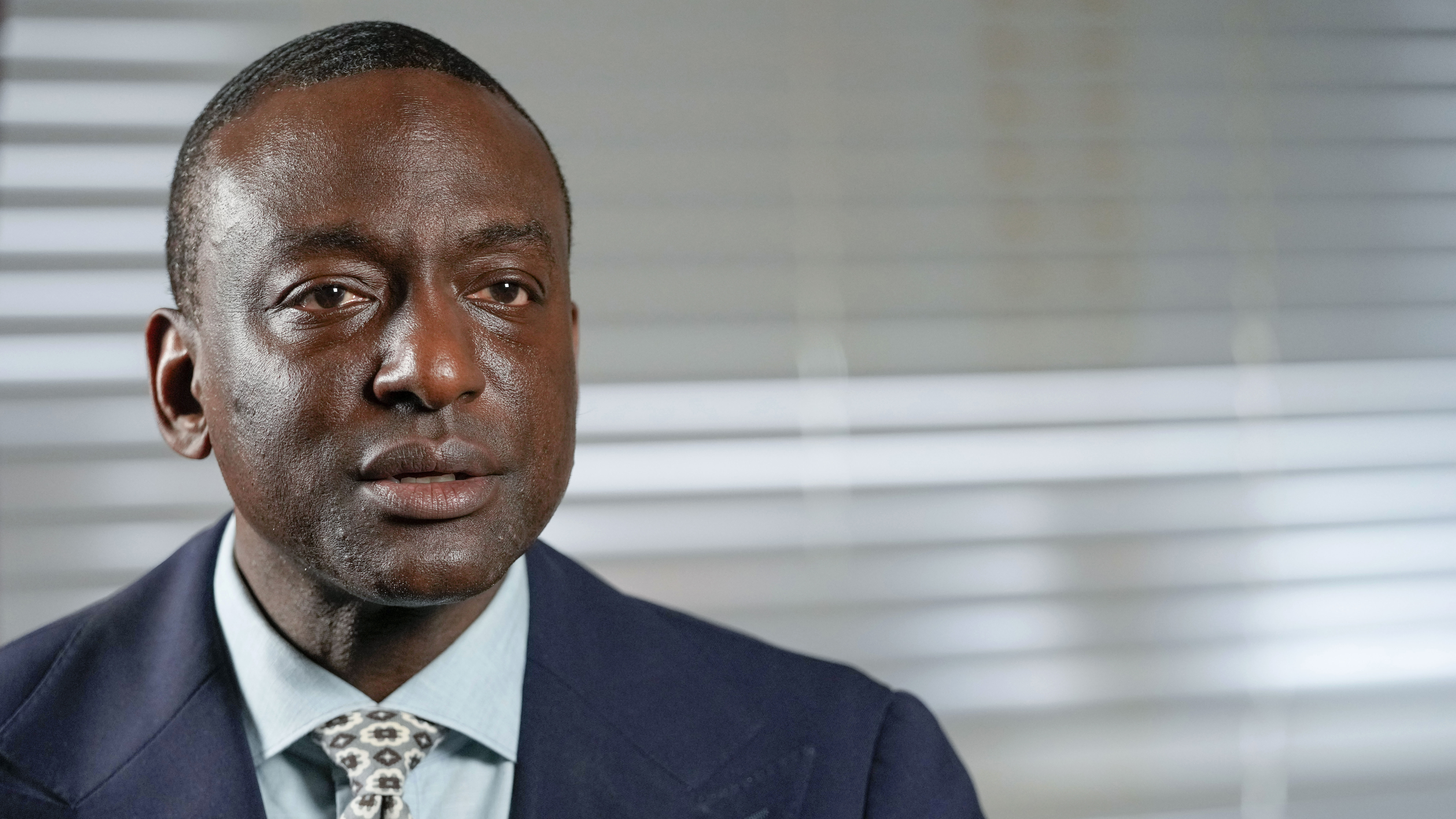 FILE-New York City Council candidate Yusef Salaam speaks during an interview with The Associated Pr...