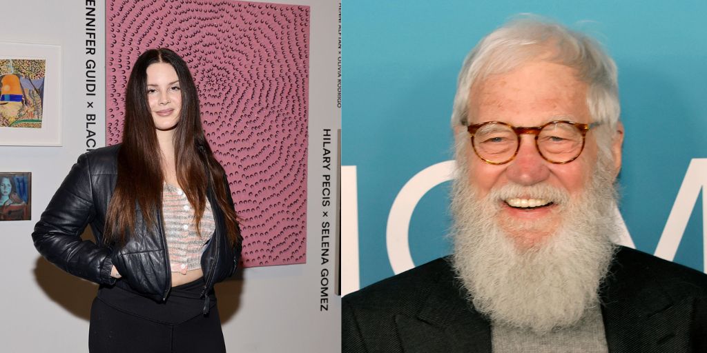 Left, Lana Del Rey in 2022 (Emma McIntyre/Getty Images). Right, David Letterman in March 2023 (Kevi...