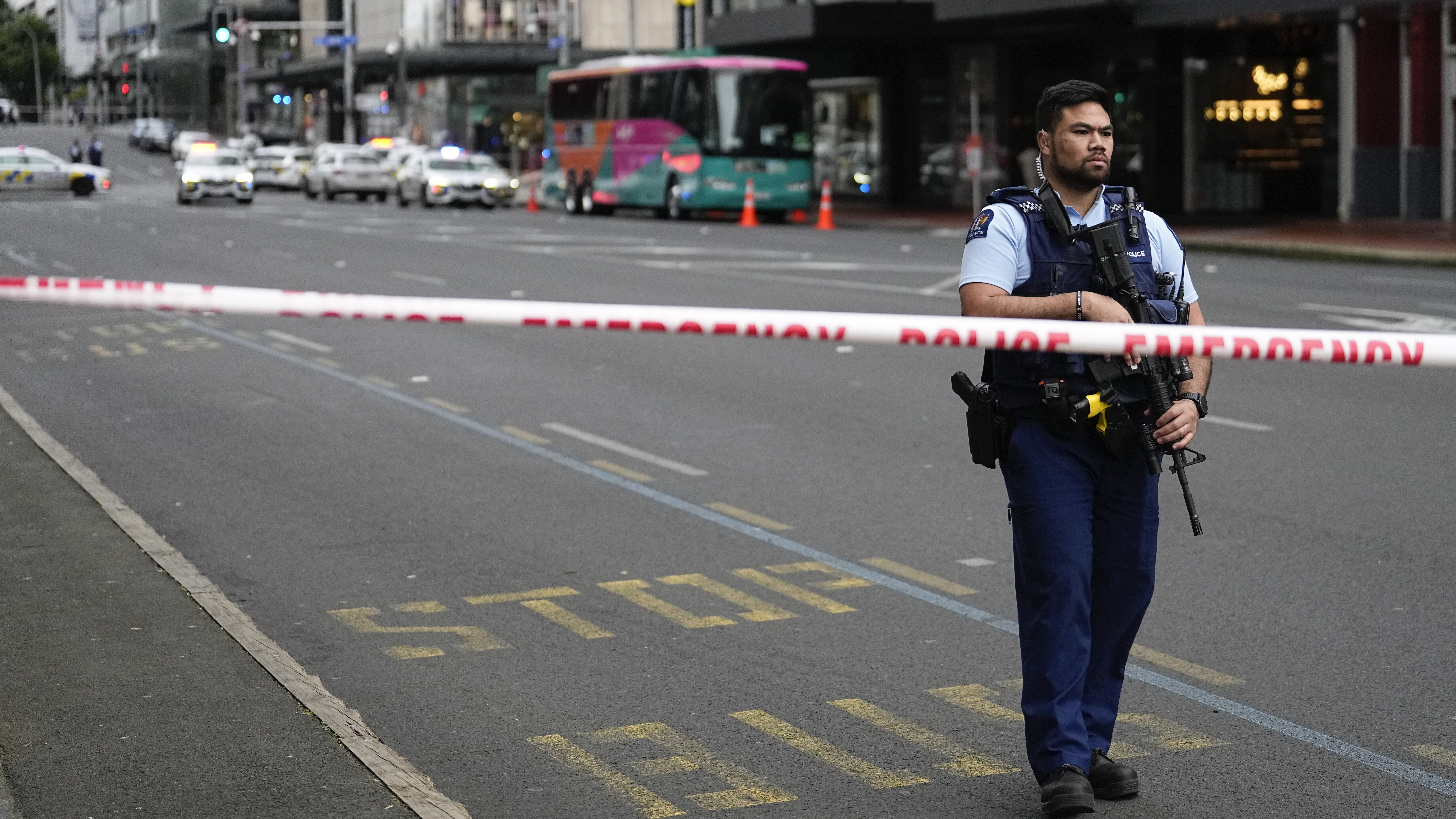 new Zealand police officer pictured following a fatal shooting...