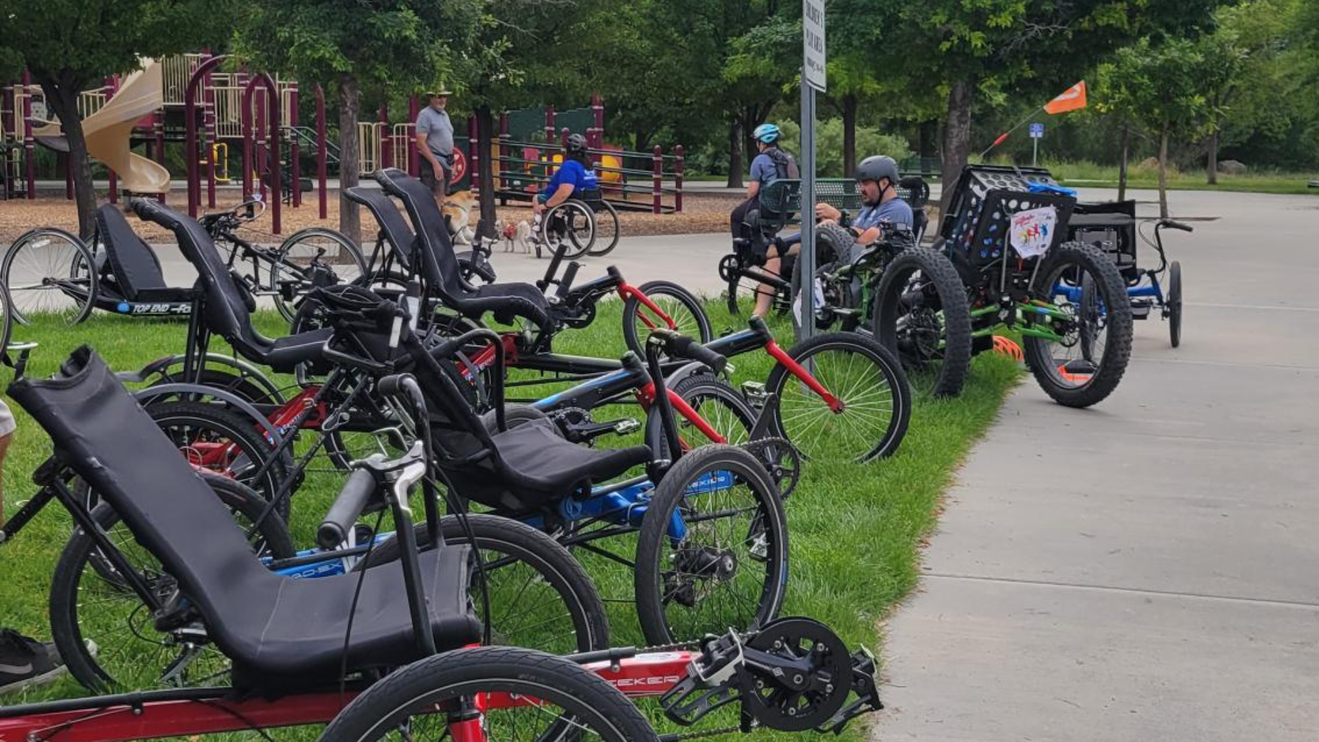 Accessible tricycles brought to a Utah park by Wasatch Adaptive Sports....