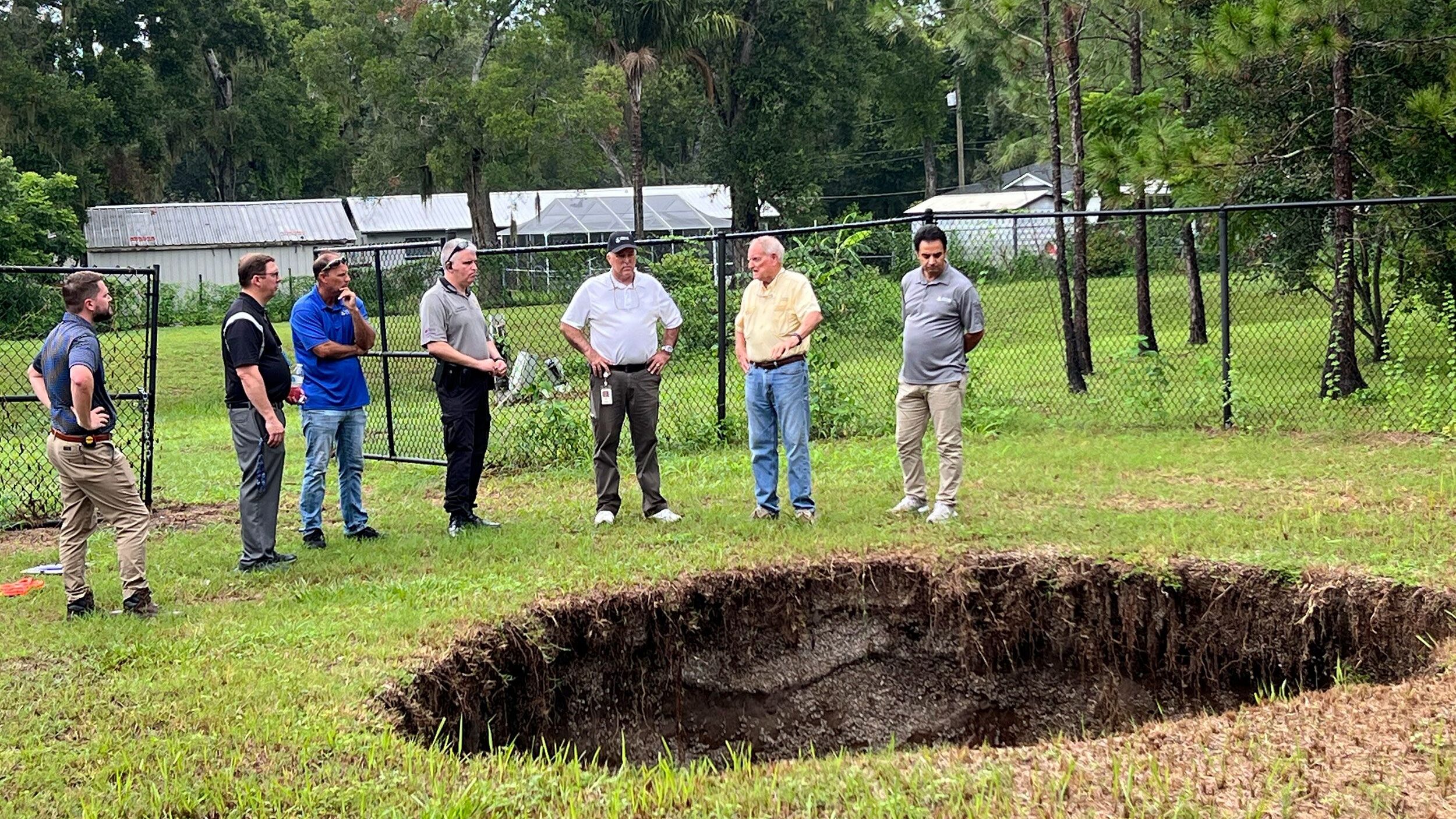 This photo provided by Florida's Hillsborough County shows a sinkhole that killed man in 2013. Phot...
