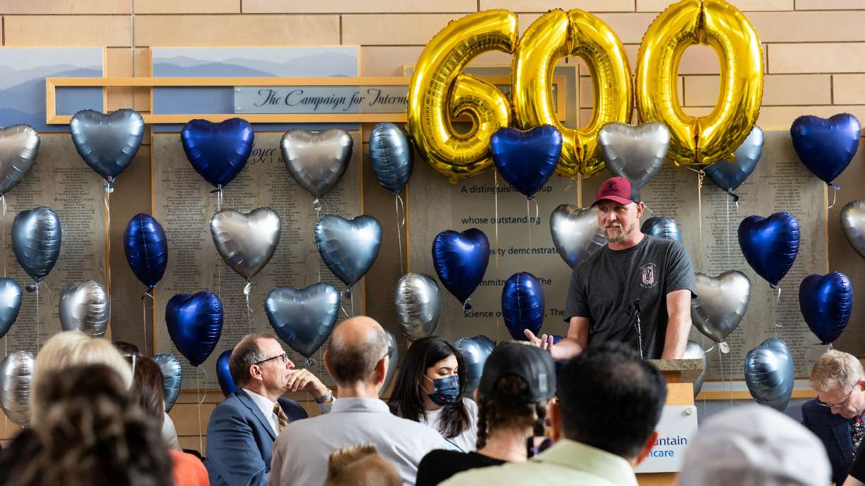 Tyler Larsen, the 605th Intermountain heart transplant recipient, shares his experience at a celebr...