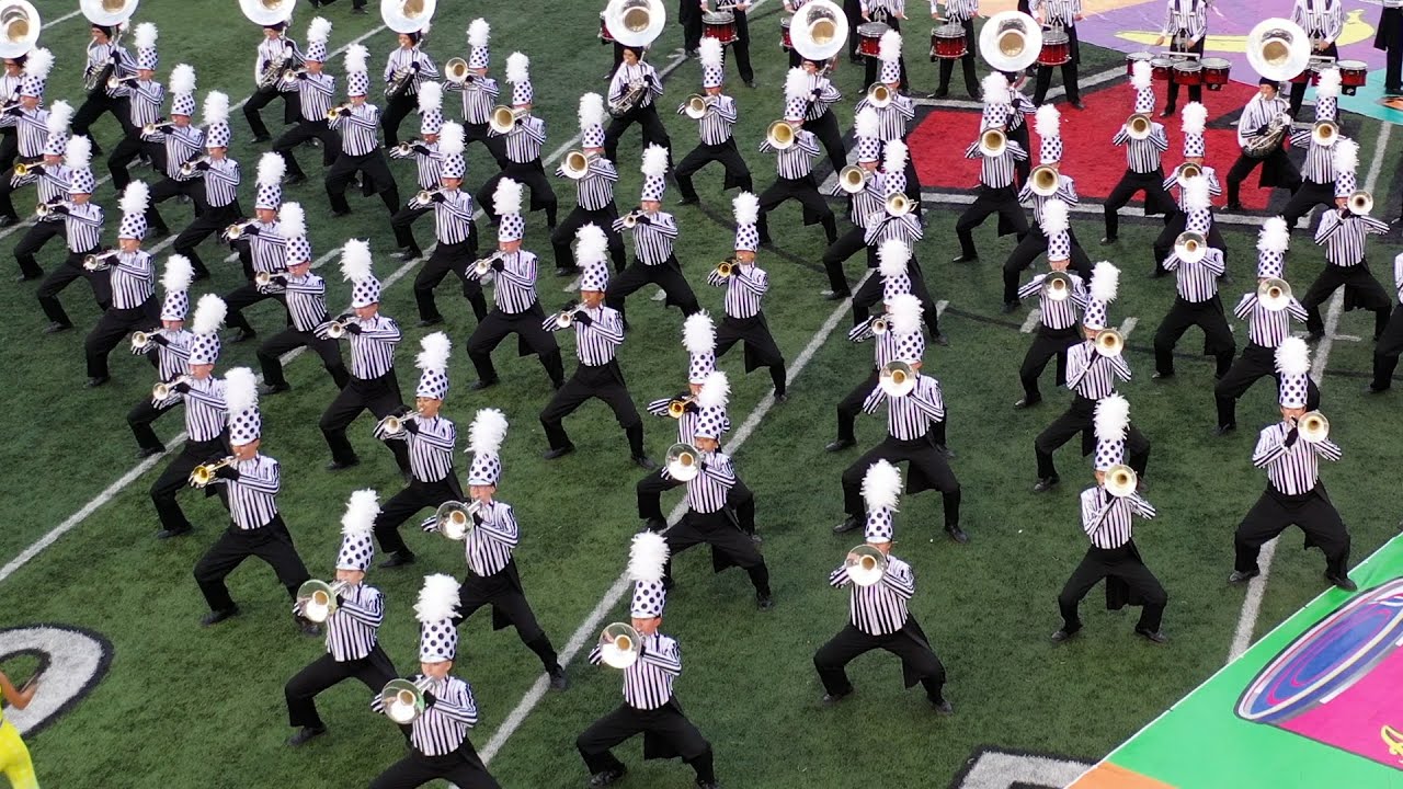 The American Fork High School Marching Band performs their 2022 field show called 'What a Wonderful...