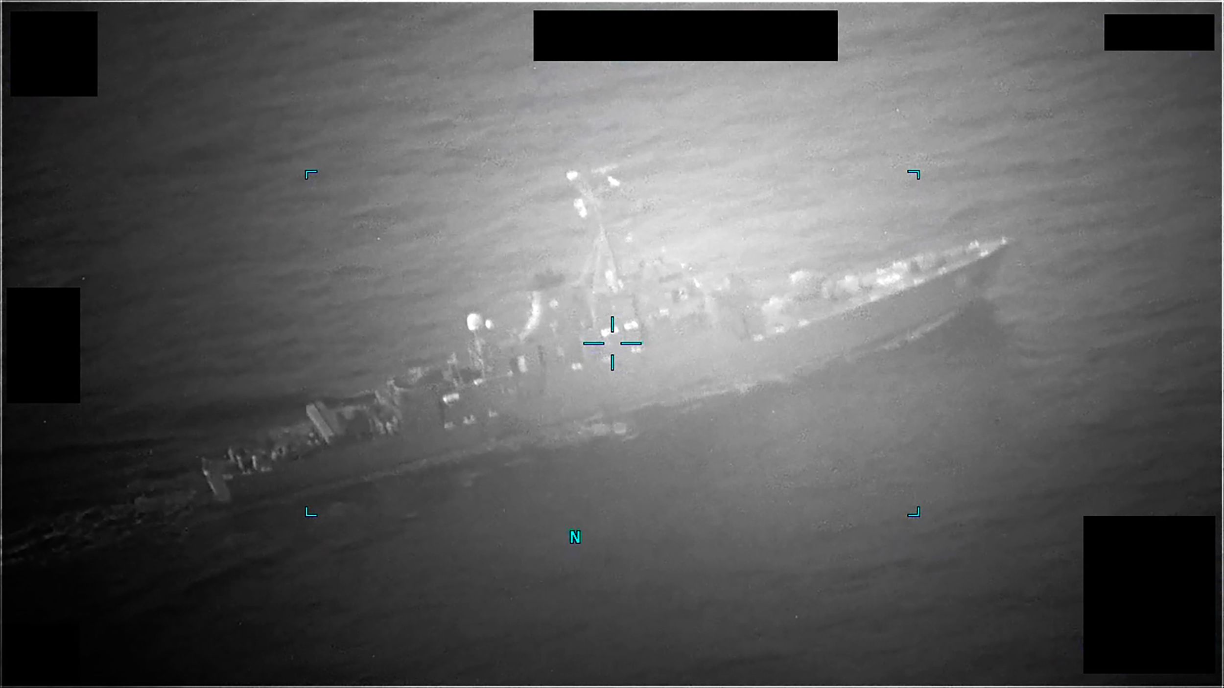Screenshot of video captured of M/T Richmond Voyager being approached by an Iranian naval vessel du...