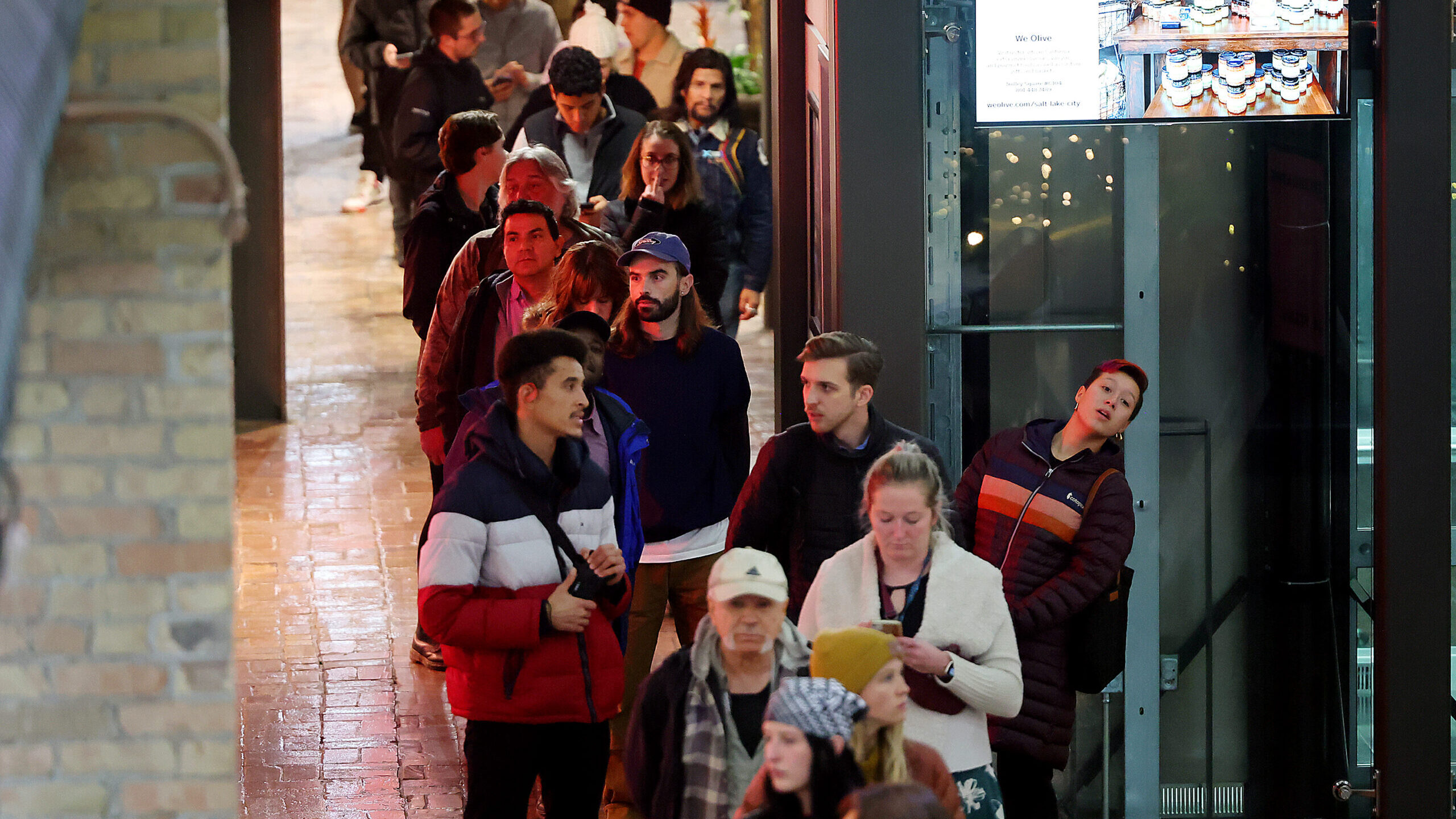 Voters line up at Trolley Square in Salt Lake on Tuesday, Nov. 8, 2022. Utah election turnout is un...