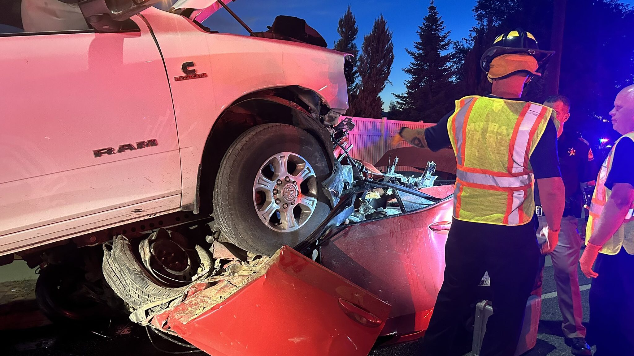 A crash near I-215 and Highland Drive late Wednesday night has one person trapped. Photo credit: Co...