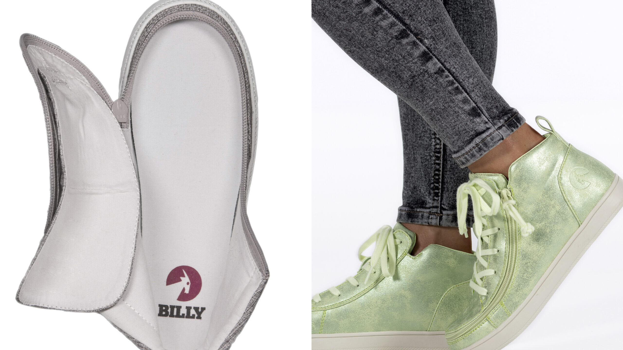 combination of photos show adaptive shoes by Billy Footwear....