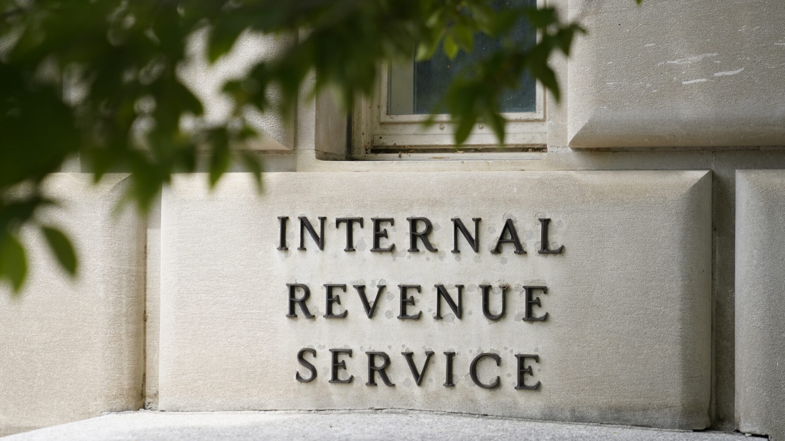 Image of the sign outside the Internal Revenue Service building in Washington D.C. Most taxpayers w...