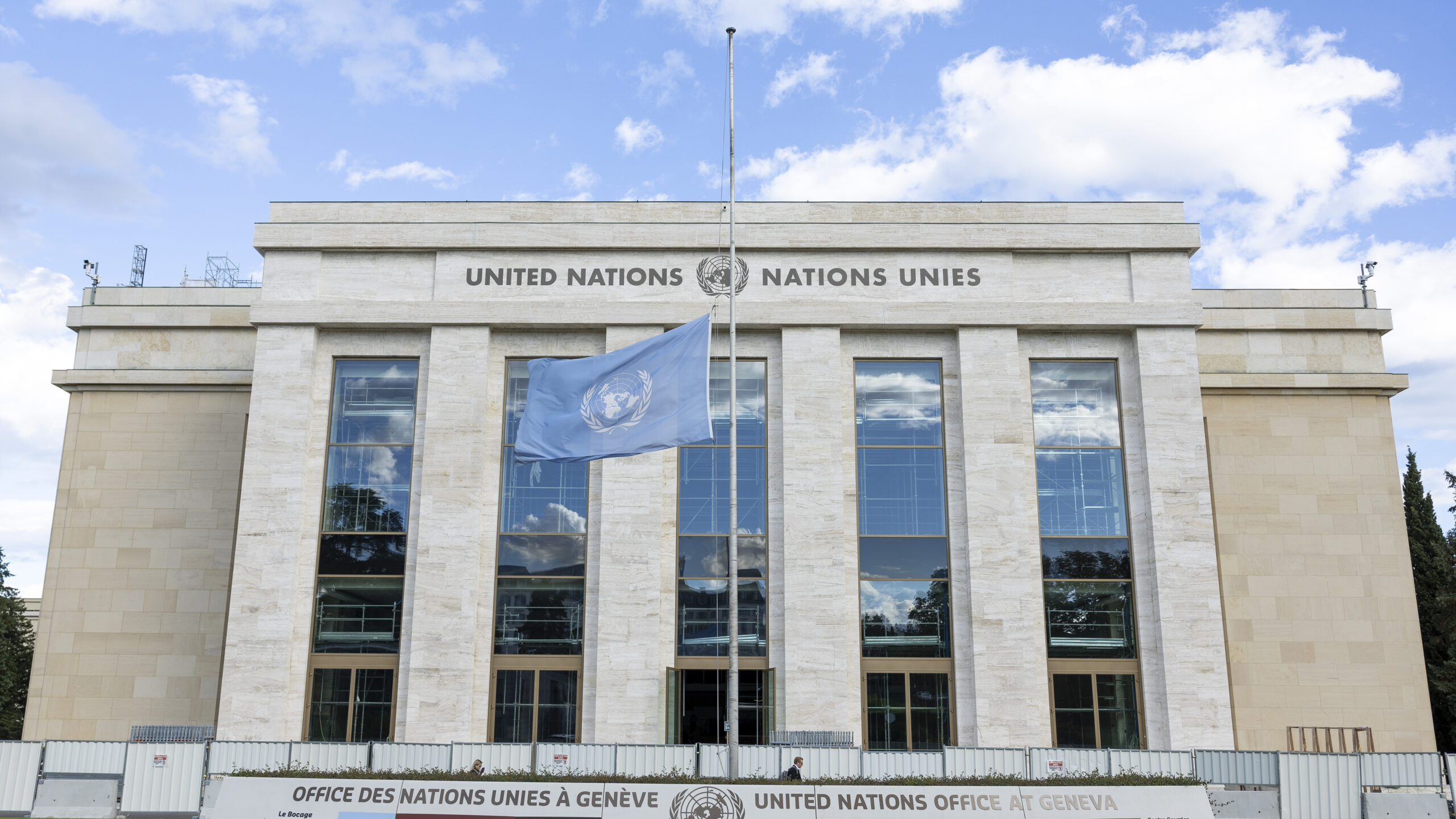 FILE - The United Nations (UN) headquarters are pictured in Geneva, Switzerland, Friday, Sept. 9, 2...