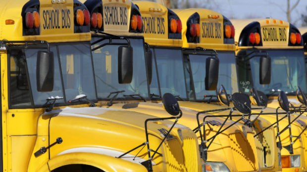 FILE - This Jan. 7, 2015 file photo shows public school buses parked in Springfield, Ill. (AP Photo...