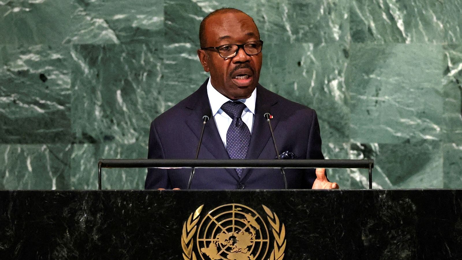 Gabon's President Ali Bongo Ondimba addresses the United Nations General Assembly in New York City ...