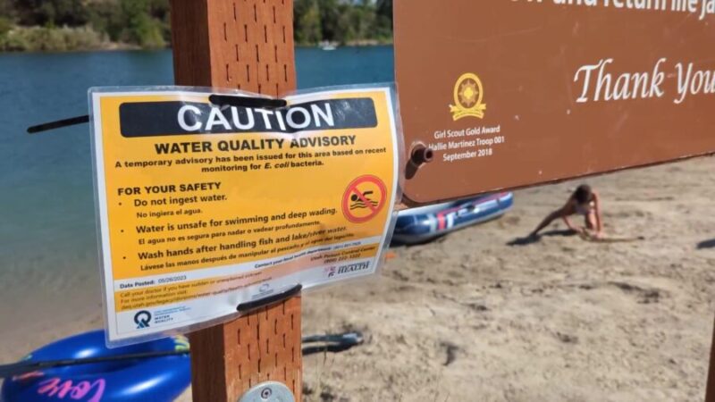 E. coli water advisory sign in Lehi, Utah. (KSL TV)...