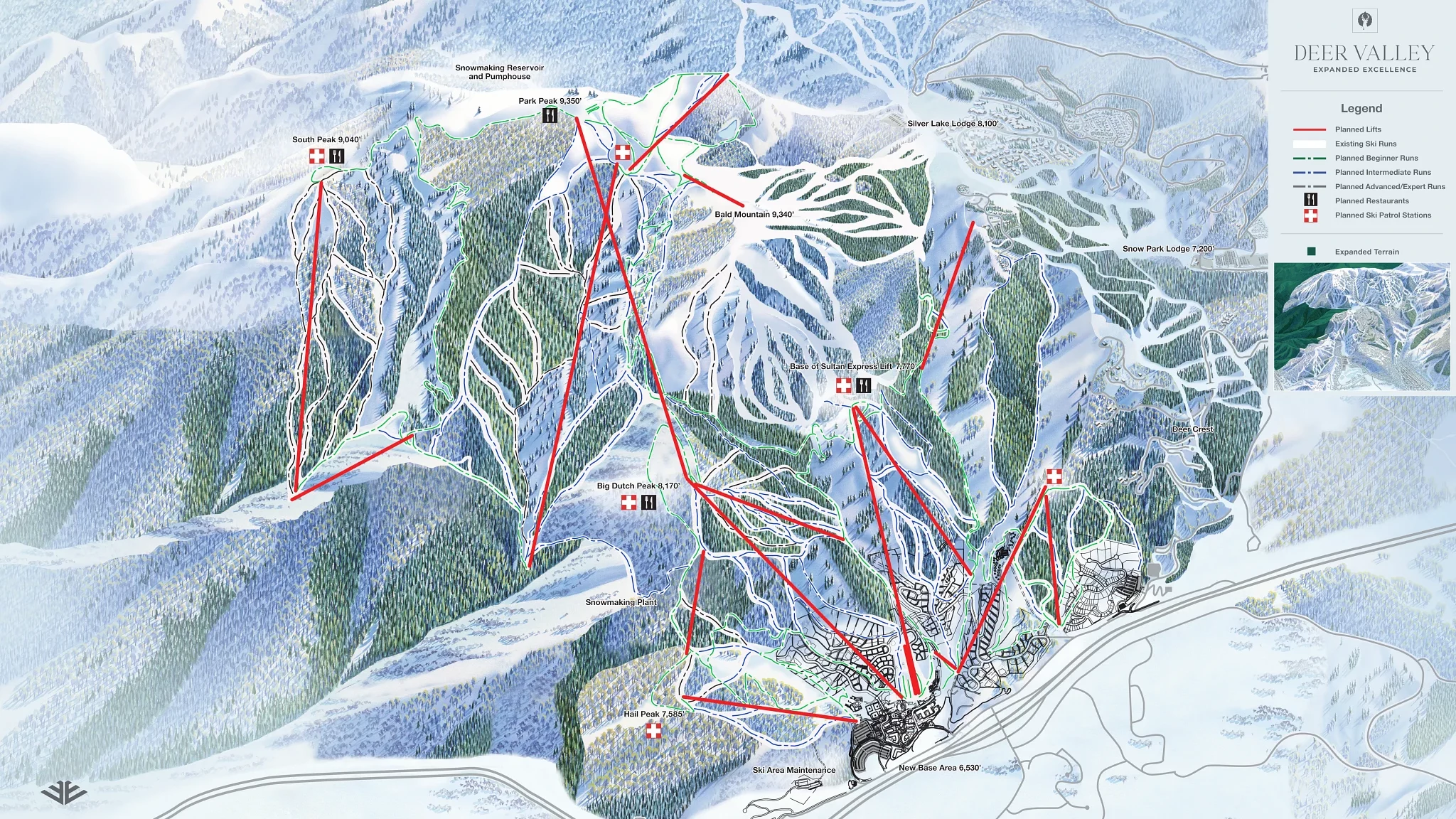 A terrain map of the expansions coming to Deer Valley Ski Resort....