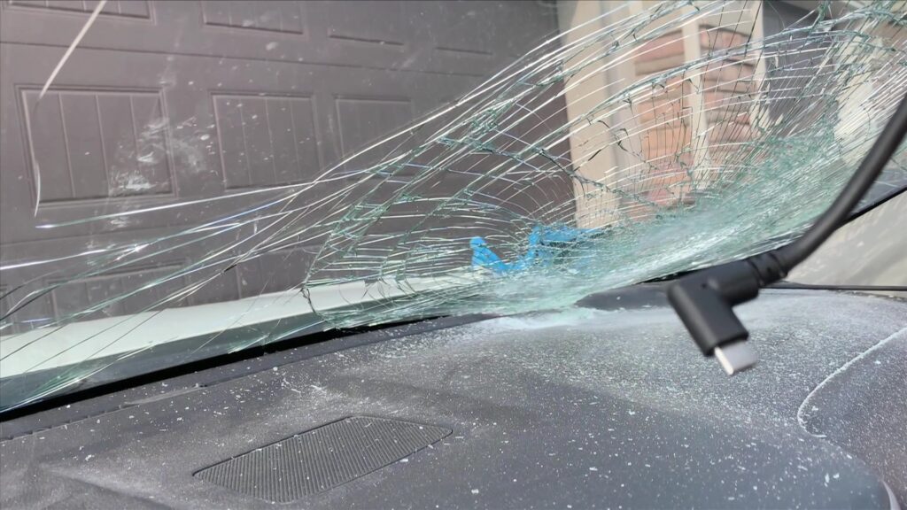 a broken windshield...