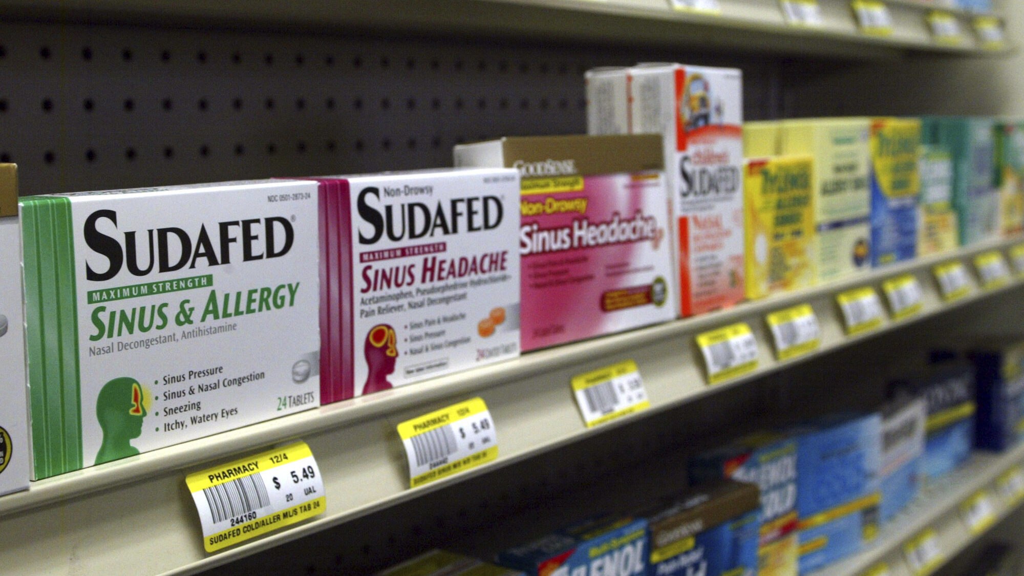 Image of cold medicines on shelves. The leading decongestant used by millions of Americans looking ...