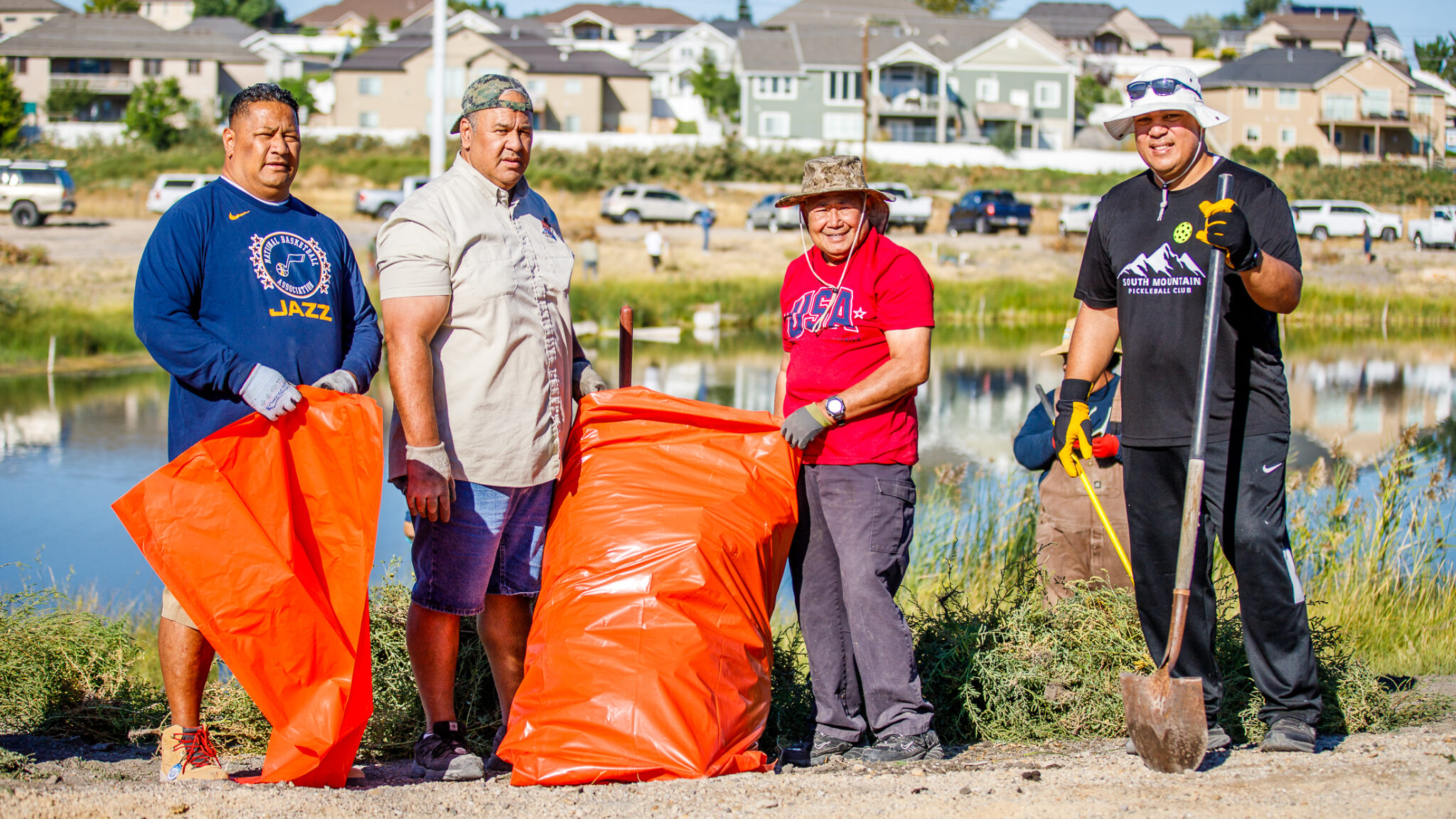 Volunteers from the community gathered on Saturday in West Jordan to collect trash and debris along...