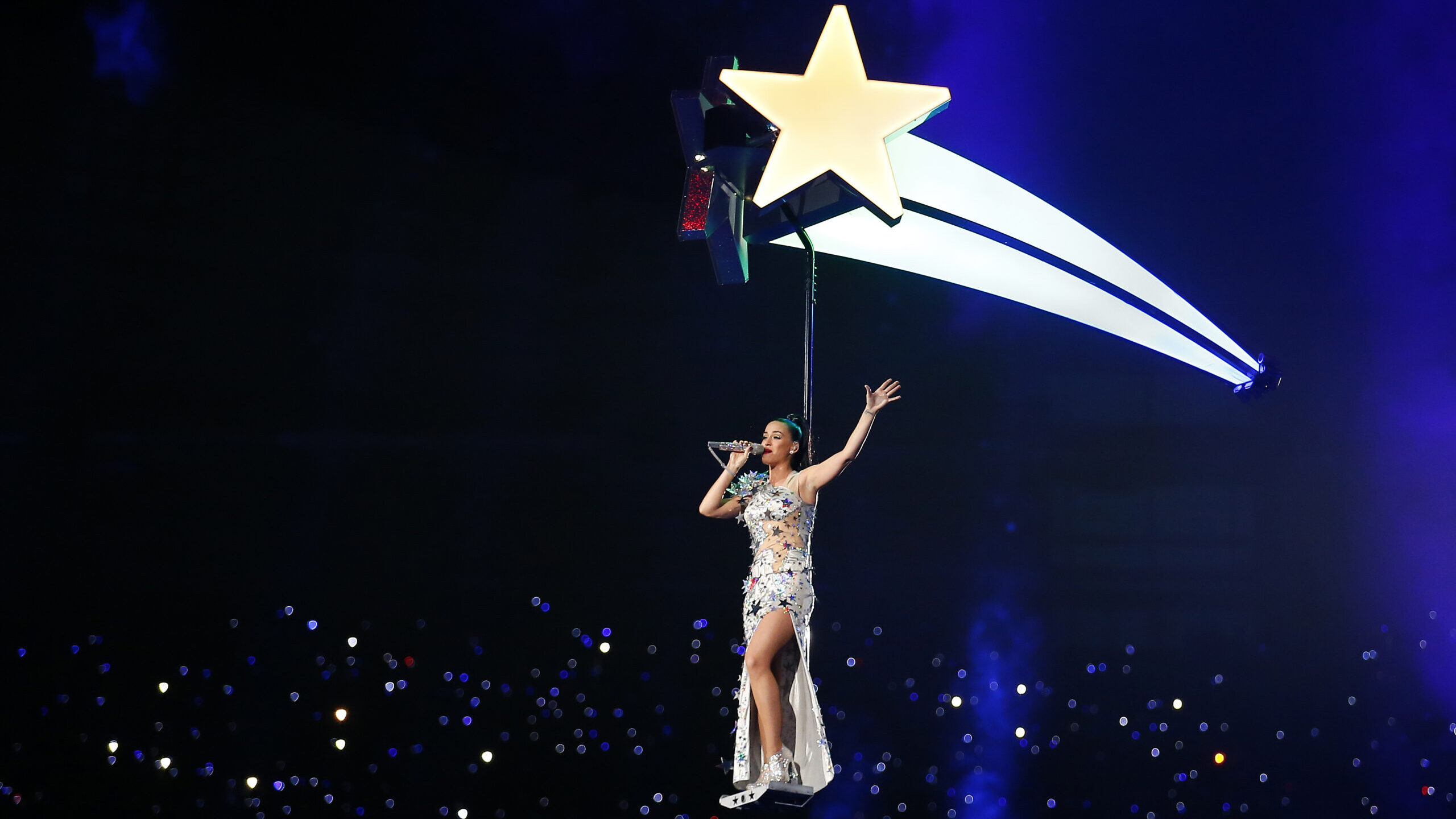 Katy Perry performs during the 2015 Superbowl Halftime Show....